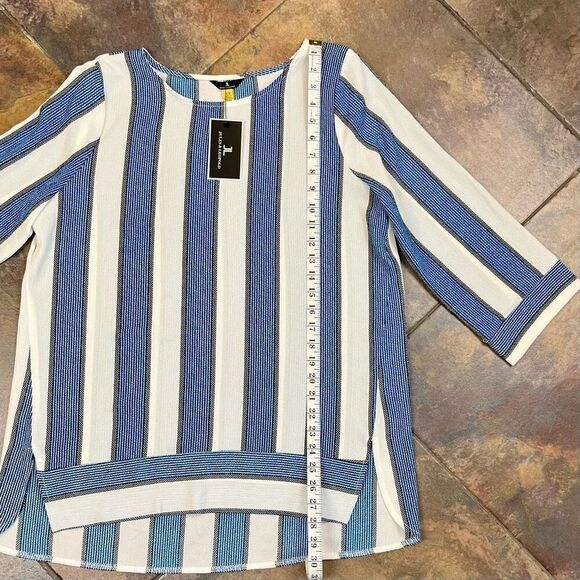 New! NWT Jules & Leopold Textured Striped 3/4 Sleeve Blouse Medium - Picture 5 of 9